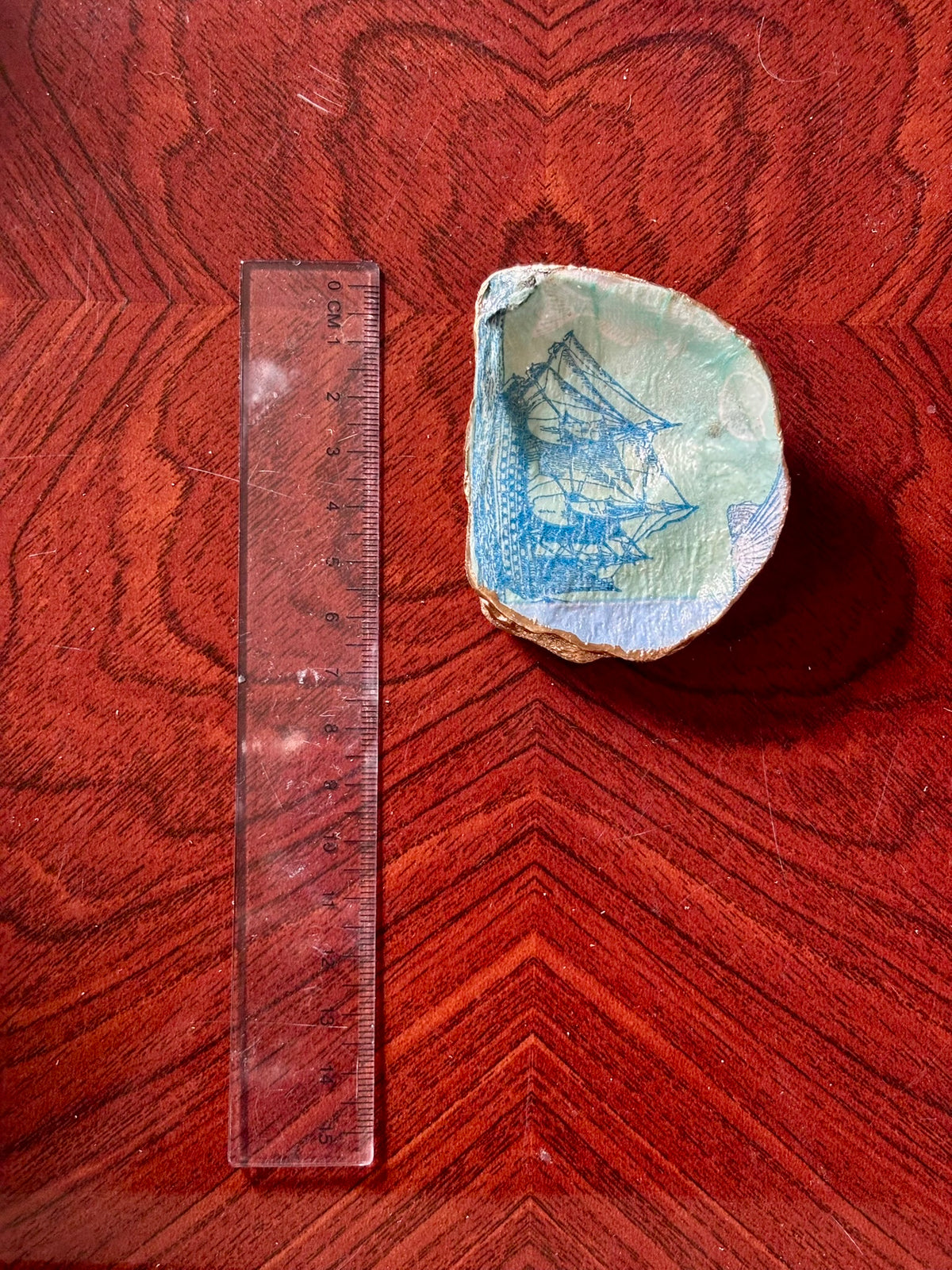 Decoupaged Shell - Sailing Boat