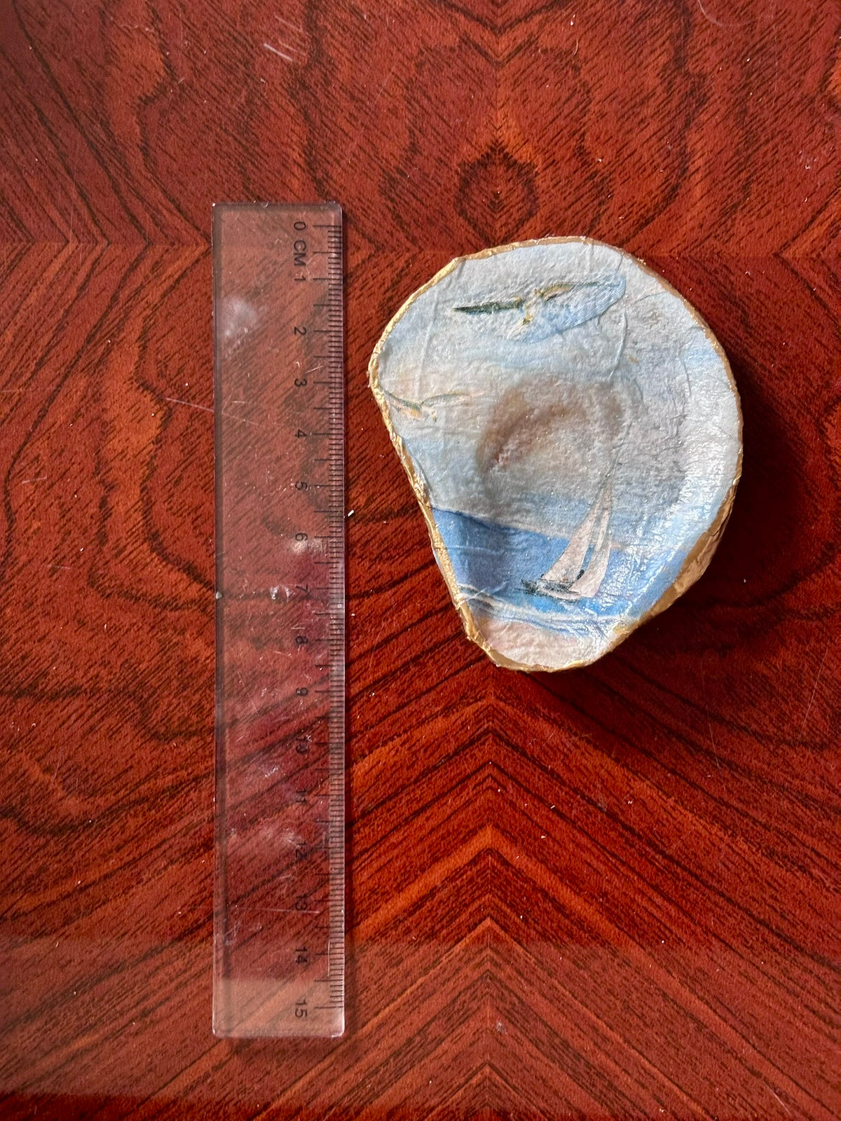 Decoupaged Shell - Sailing Boat
