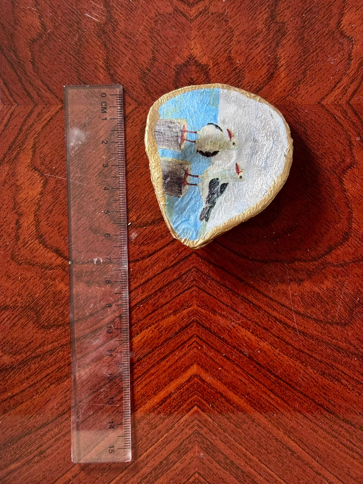 Decoupaged Shell - Seagulls
