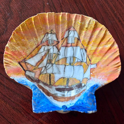 Hand-Painted Shell - Hispaniola at Sunset