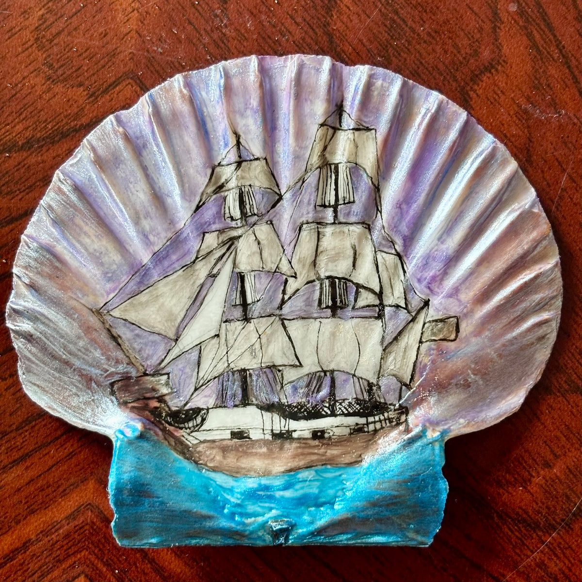 Hand-Painted Shell - Hispaniola at Dusk