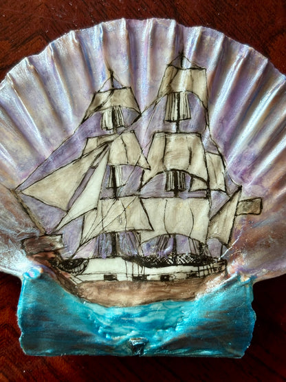 Hand-Painted Shell - Hispaniola at Dusk