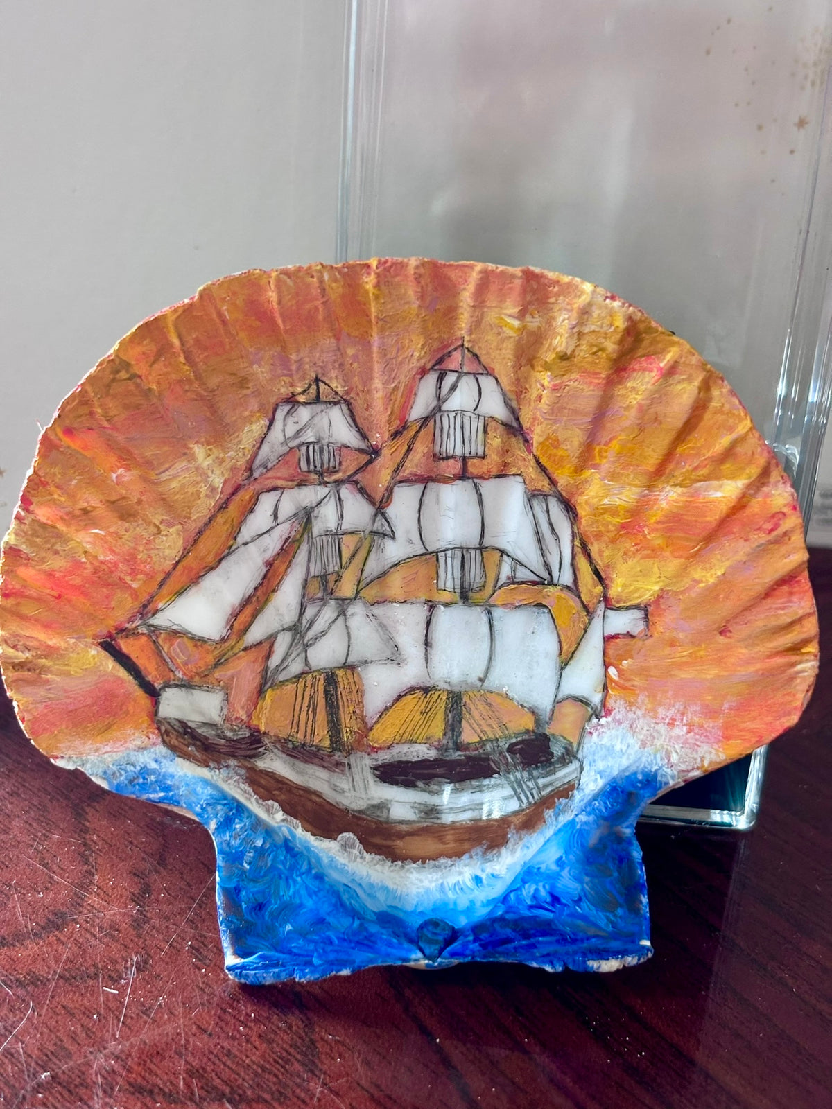 Hand-Painted Shell - Hispaniola at Sunset