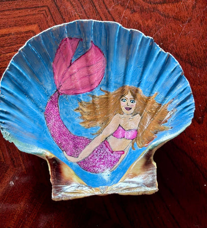 Hand-Painted Shell - Mermaid