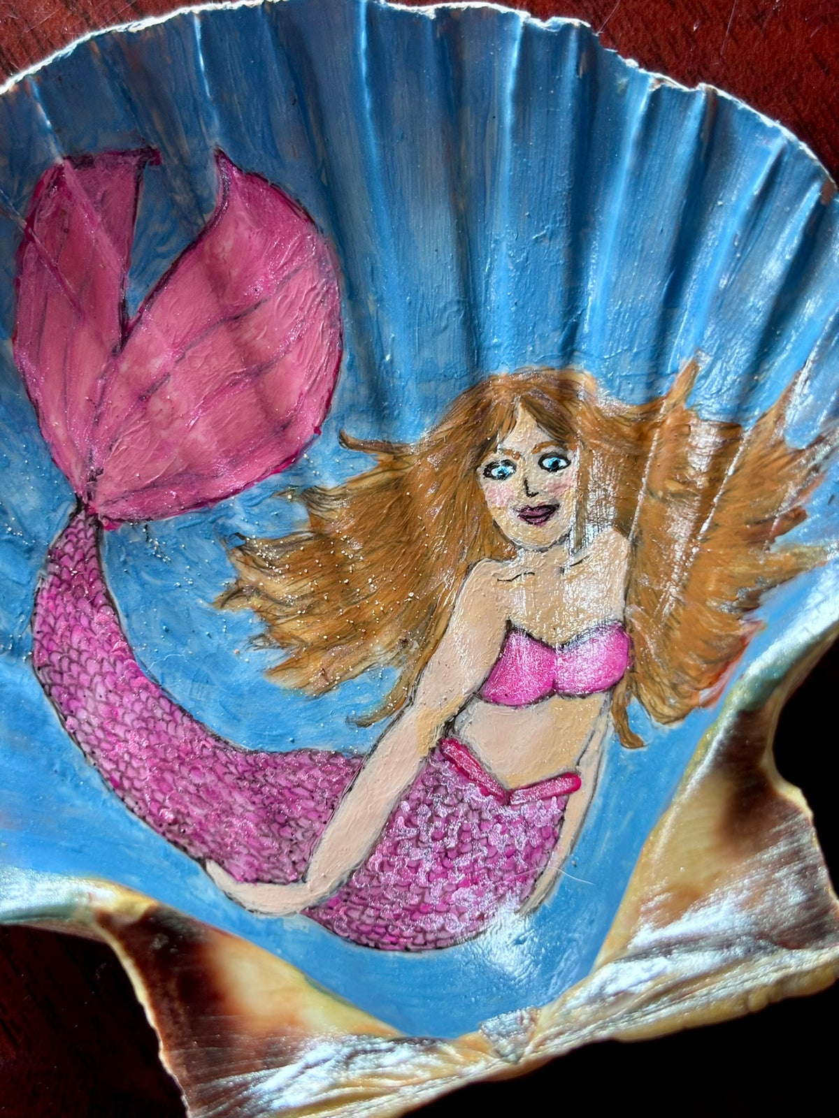 Hand-Painted Shell - Mermaid