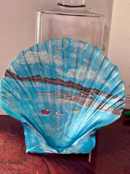 Hand-Painted Shell - Bay Scene