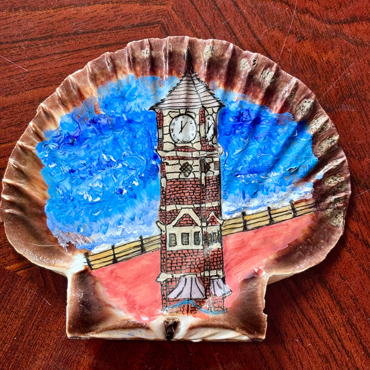 Hand-Painted Shell - The Clock Tower