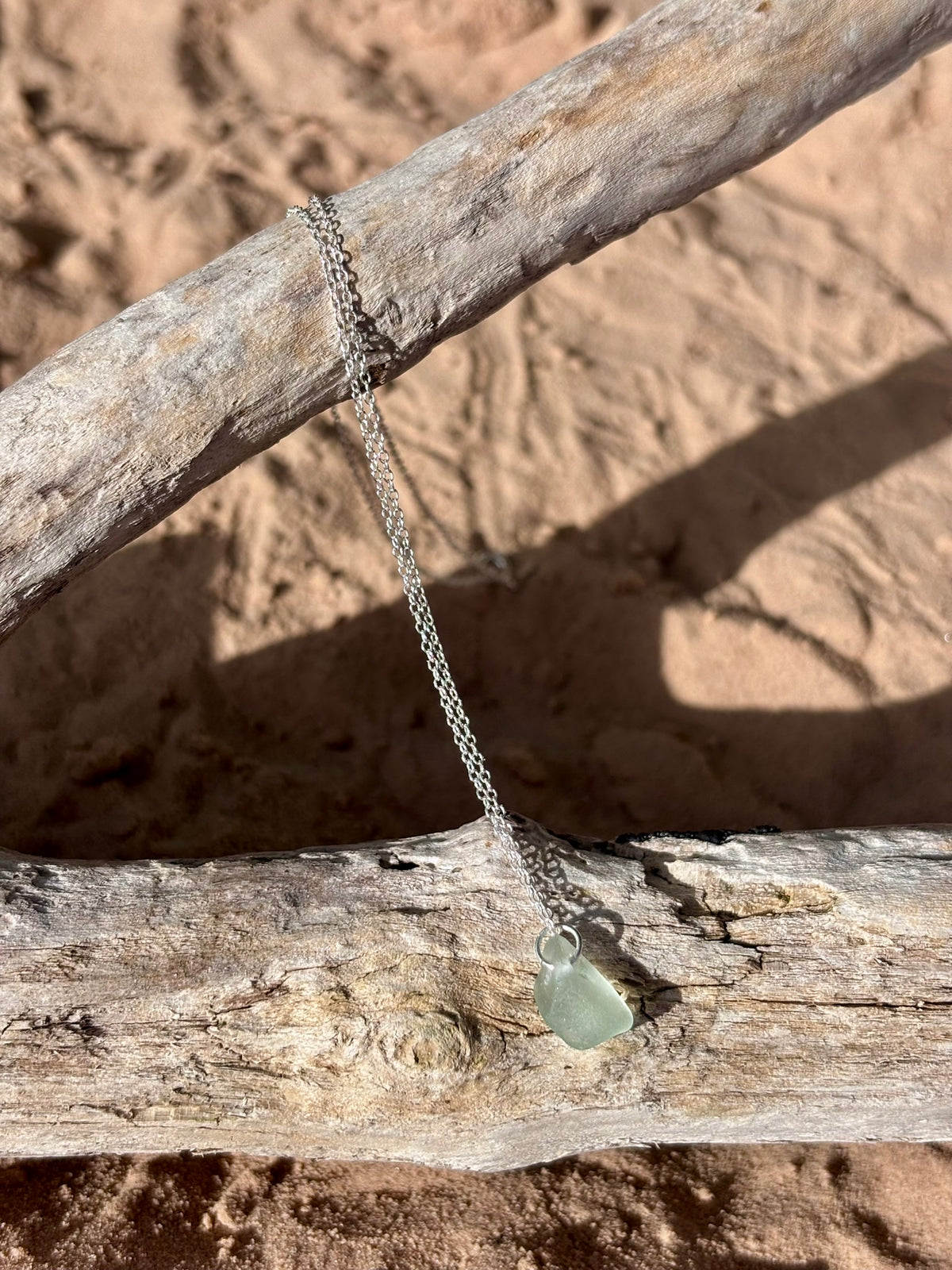 Sterling Silver Sea Glass Necklace - Blue