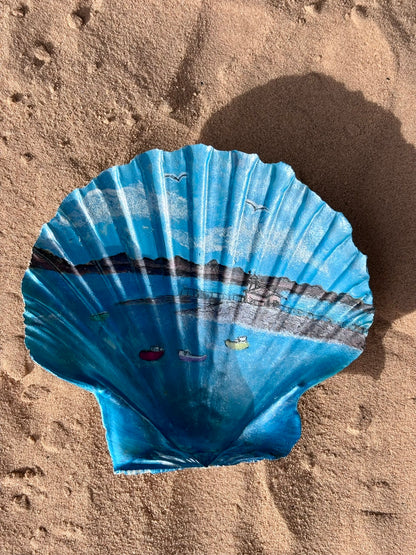 Hand-Painted Shell - Bay Scene