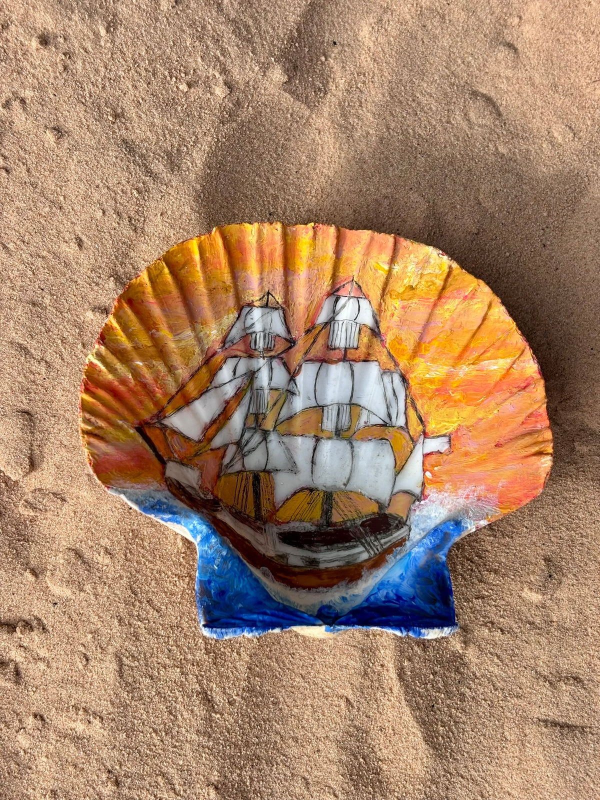 Hand-Painted Shell - Hispaniola at Sunset