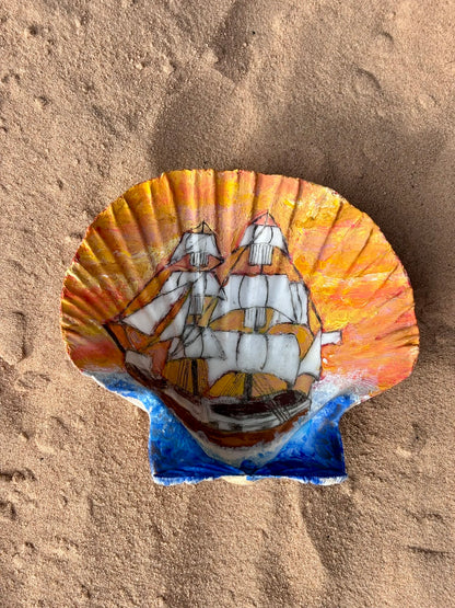 Hand-Painted Shell - Hispaniola at Sunset