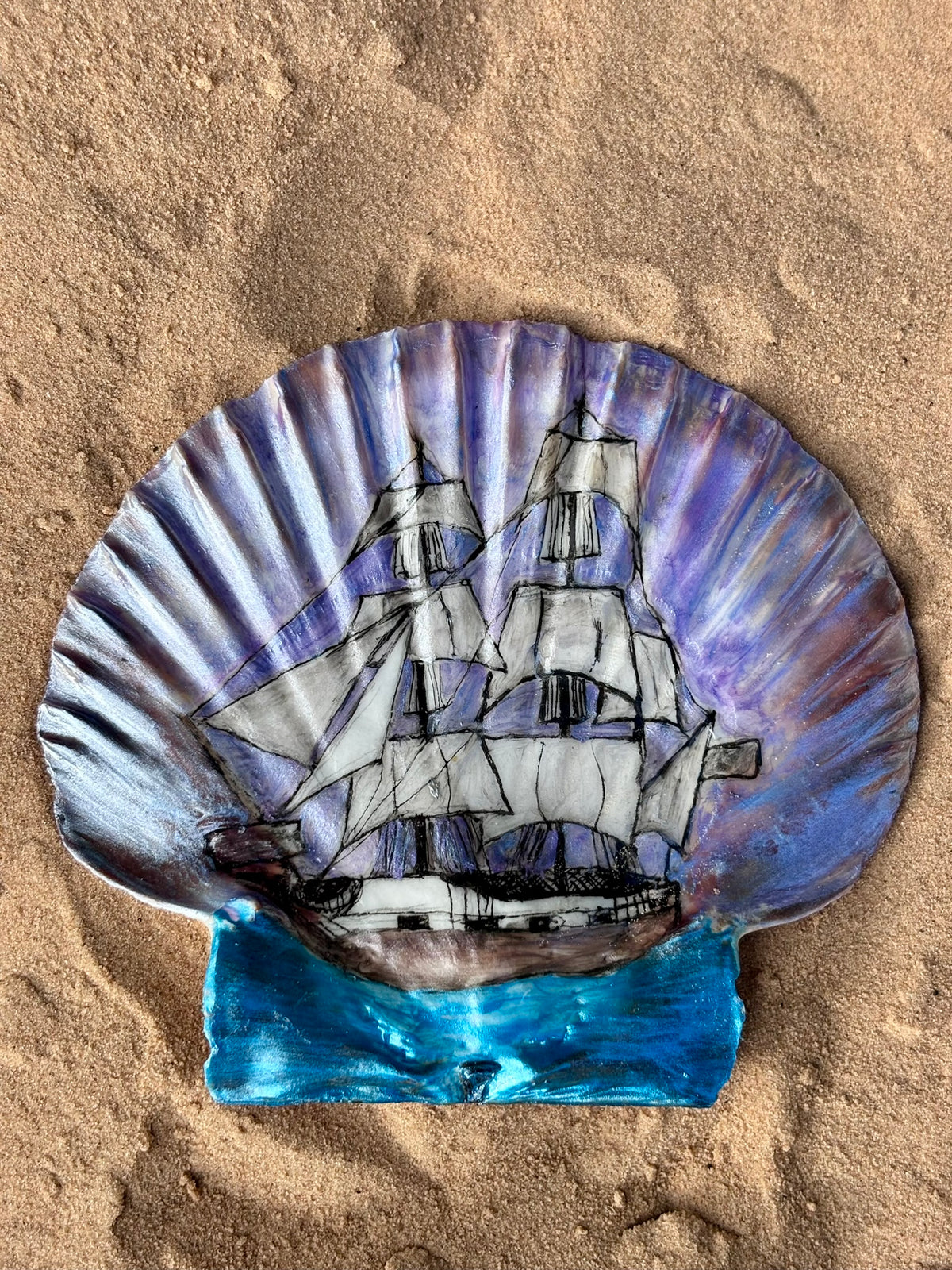 Hand-Painted Shell - Hispaniola at Dusk