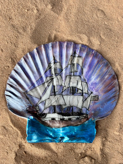 Hand-Painted Shell - Hispaniola at Dusk